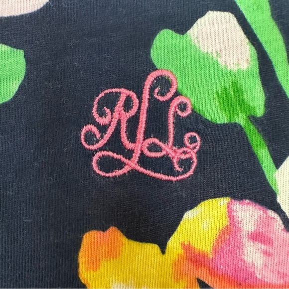 SOLD Lauren Ralph Lauren Tropical Floral Sleep Dress Women L Embroidered Night G - Picture 3 of 6